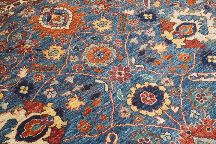 9x12 Blue Afghan Hand-Knotted Wool Traditional Oriental Rug - Yildiz Rugs