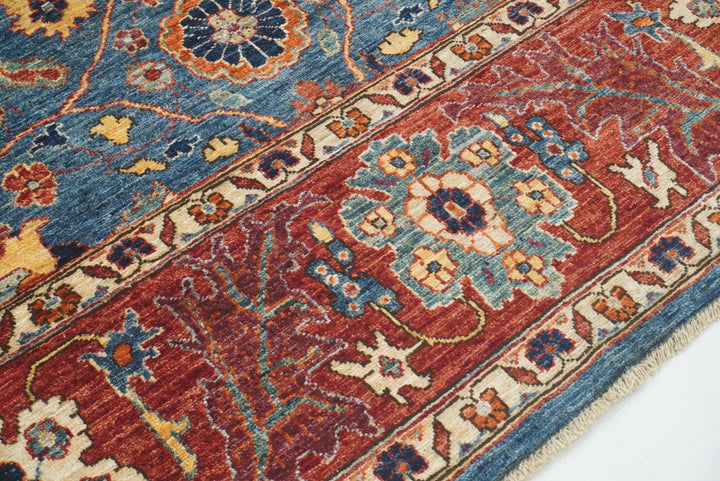9x12 Blue Afghan Hand-Knotted Wool Traditional Oriental Rug - Yildiz Rugs