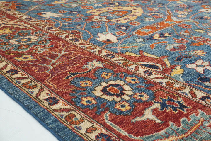 9x12 Blue Afghan Hand-Knotted Wool Traditional Oriental Rug - Yildiz Rugs