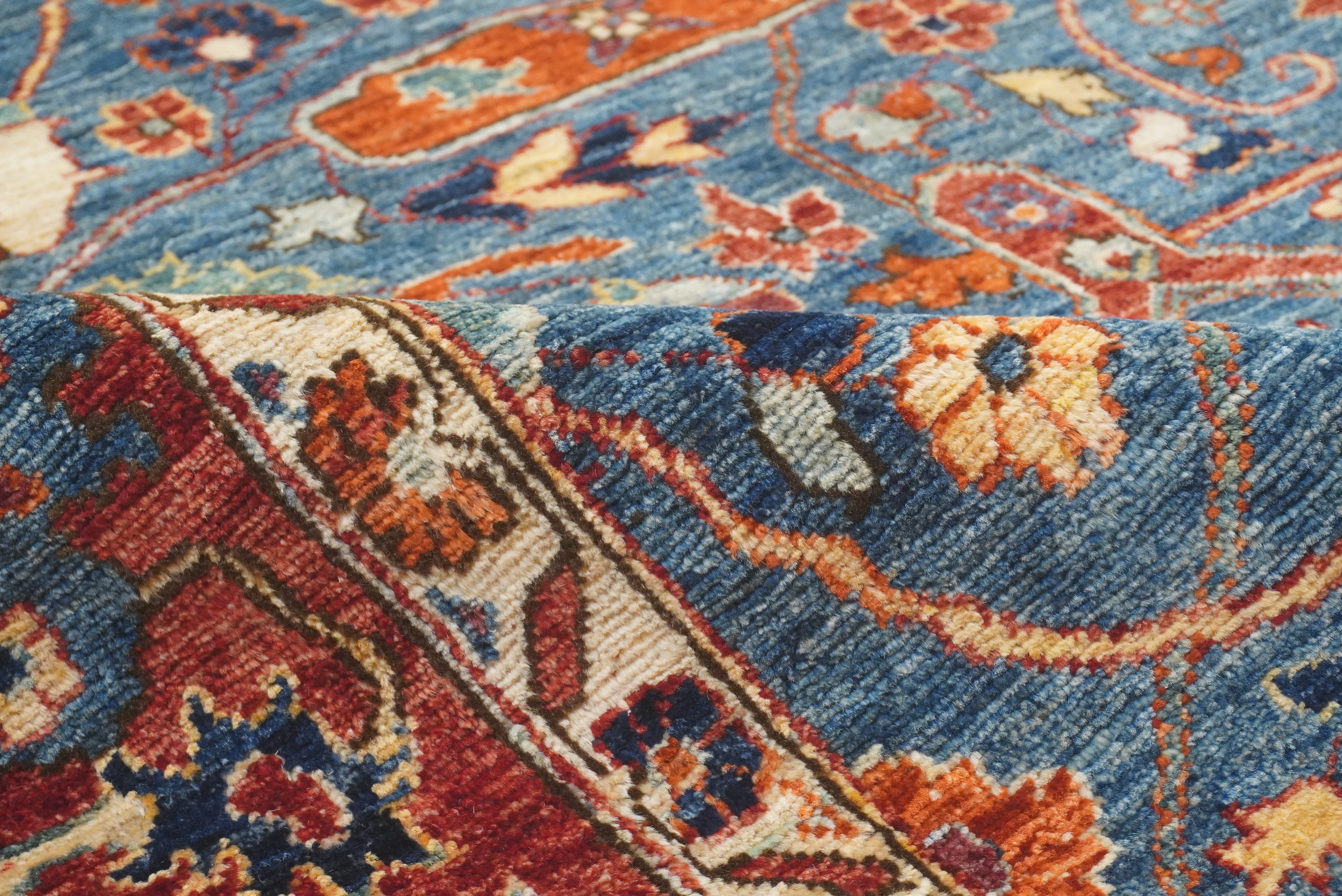 9x12 Blue Afghan Hand-Knotted Wool Traditional Oriental Rug - Yildiz Rugs