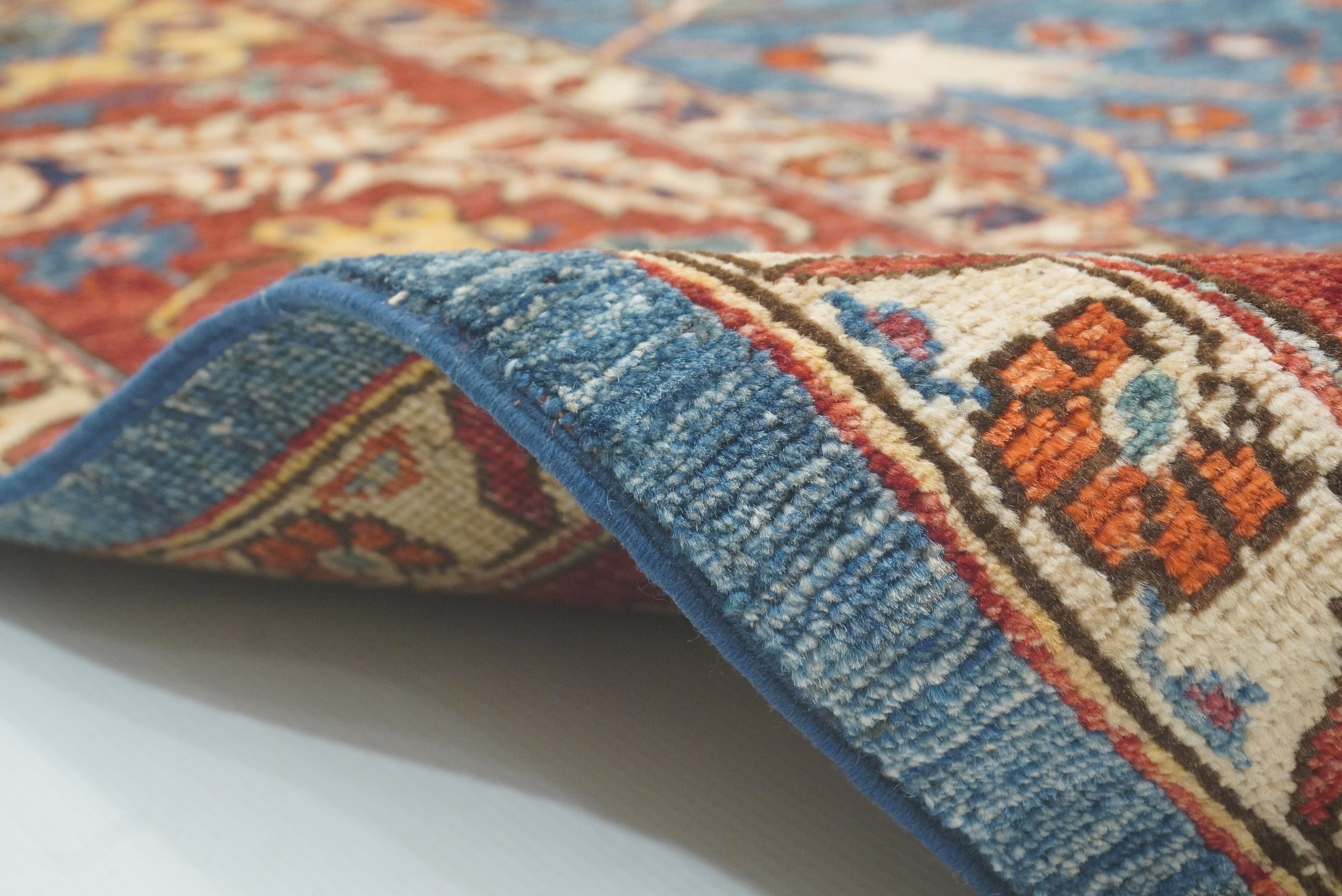 9x12 Blue Afghan Hand-Knotted Wool Traditional Oriental Rug - Yildiz Rugs