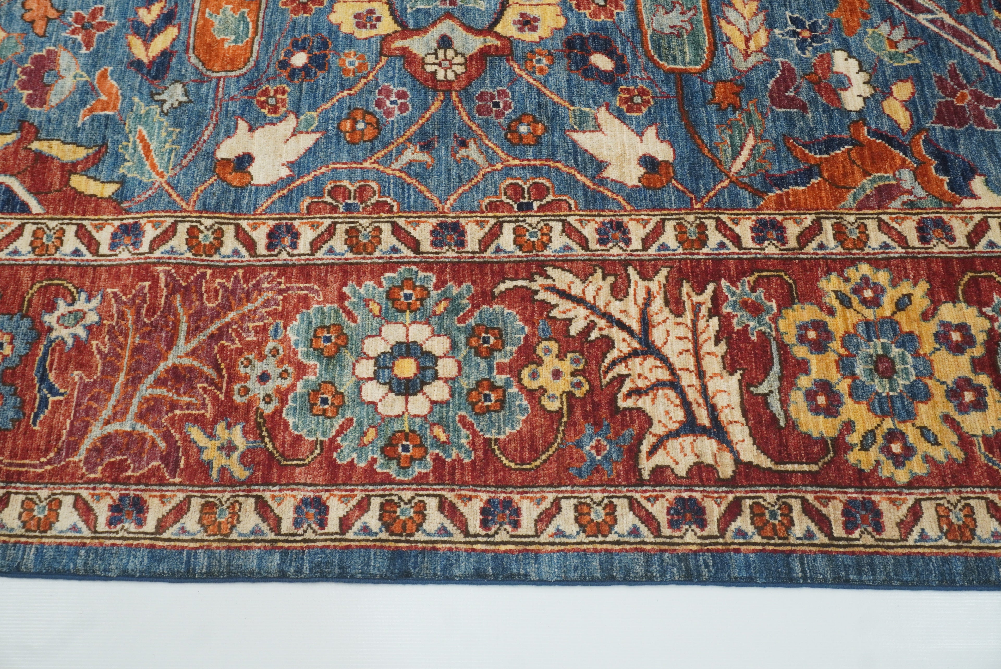 9x12 Blue Afghan Hand-Knotted Wool Traditional Oriental Rug - Yildiz Rugs
