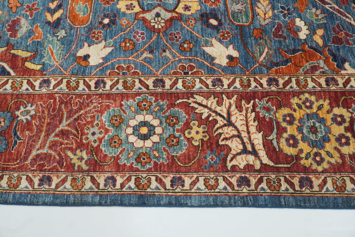 9x12 Blue Afghan Hand-Knotted Wool Traditional Oriental Rug - Yildiz Rugs