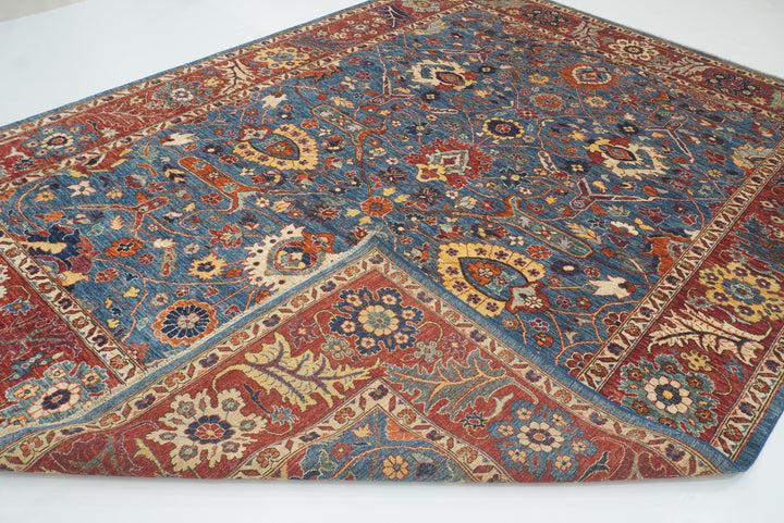 9x12 Blue Afghan Hand-Knotted Wool Traditional Oriental Rug - Yildiz Rugs