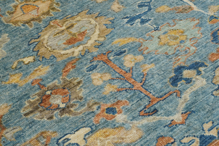 10x14 Blue Oushak Hand-Knotted Wool Oriental Rug - Yildiz Rugs