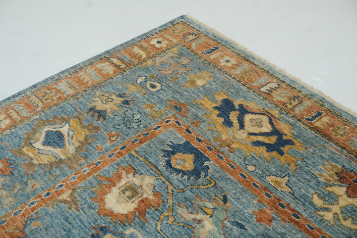 10x14 Blue Oushak Hand-Knotted Wool Oriental Rug - Yildiz Rugs