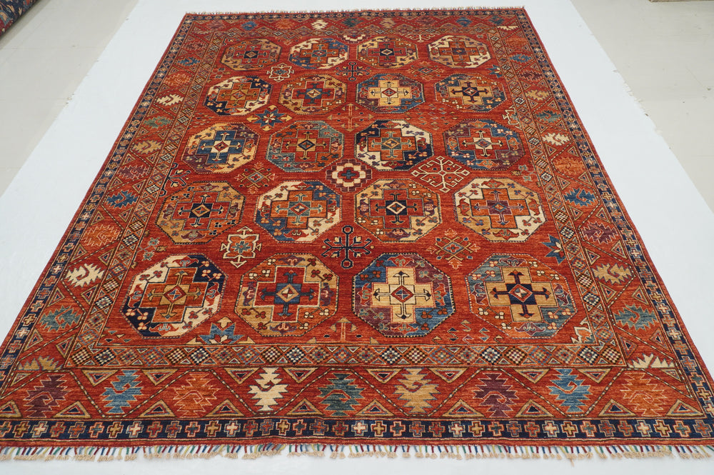 8x10 Red Ersari Oriental Afghan Hand knotted Rug - Yildiz Rugs