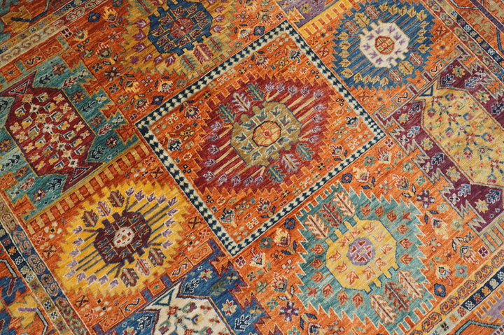 6x6 Orange Baluch Square Afghan Hand knotted Wool Square Rug - Yildiz Rugs