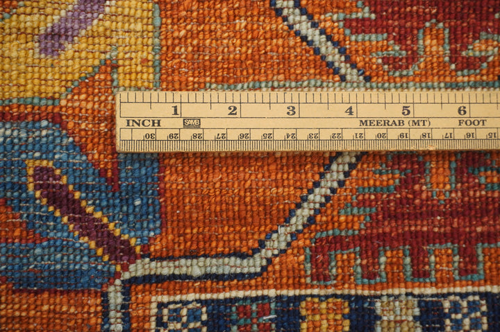 6x6 Orange Baluch Square Afghan Hand knotted Wool Square Rug - Yildiz Rugs