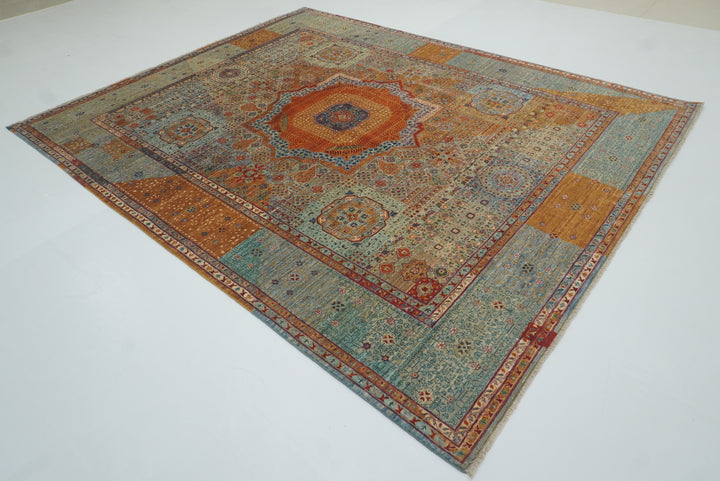 8x10 Blue Mamluk Turkish Hand Knotted Wool Medallion Rug - Yildiz Rugs