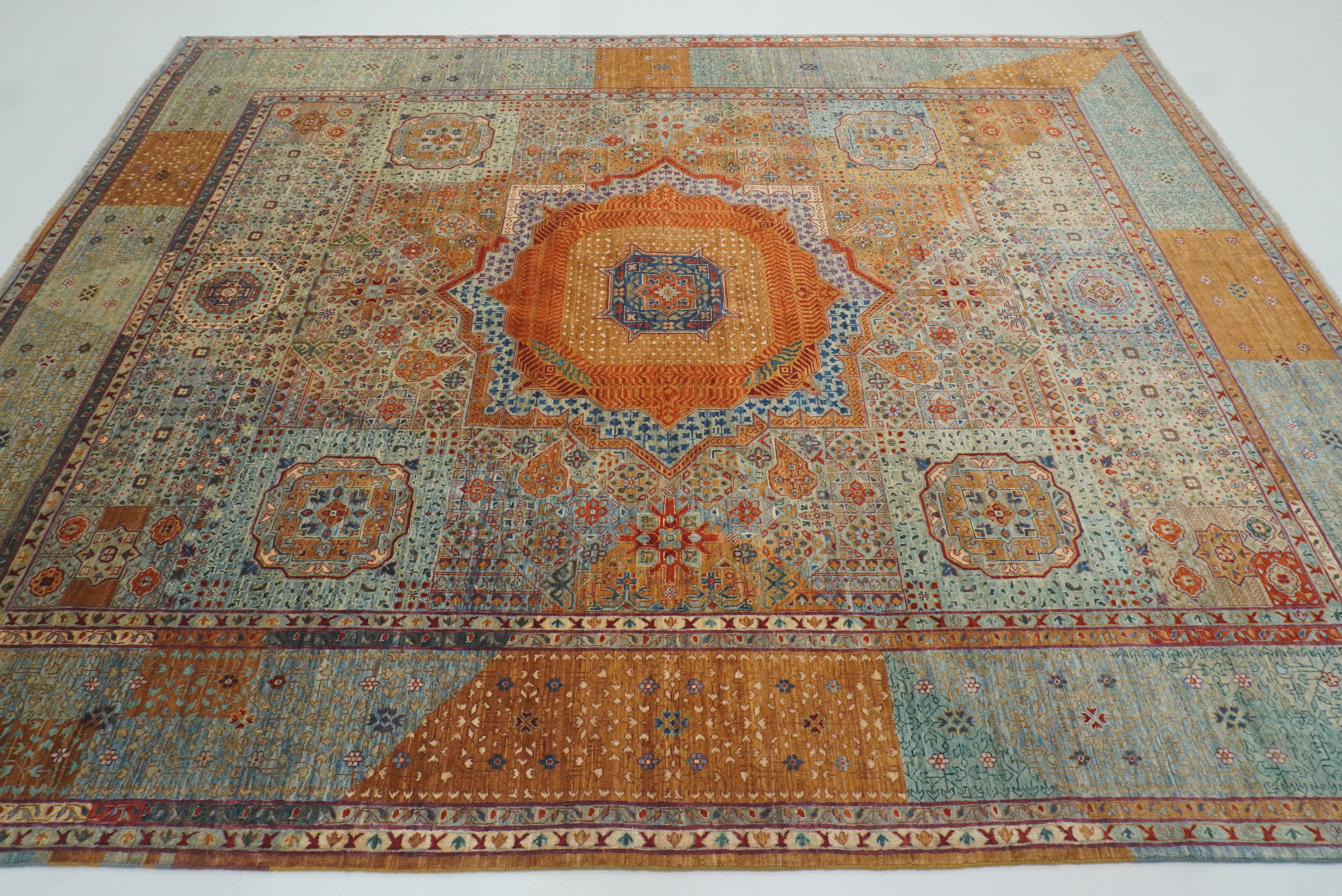 8x10 Blue Mamluk Turkish Hand Knotted Wool Medallion Rug - Yildiz Rugs