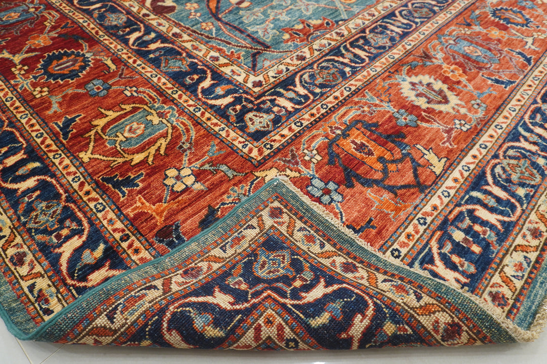 10x14 Greenish Blue Bidjar Afghan Hand knotted Wool Oriental Rug - Yildiz Rugs