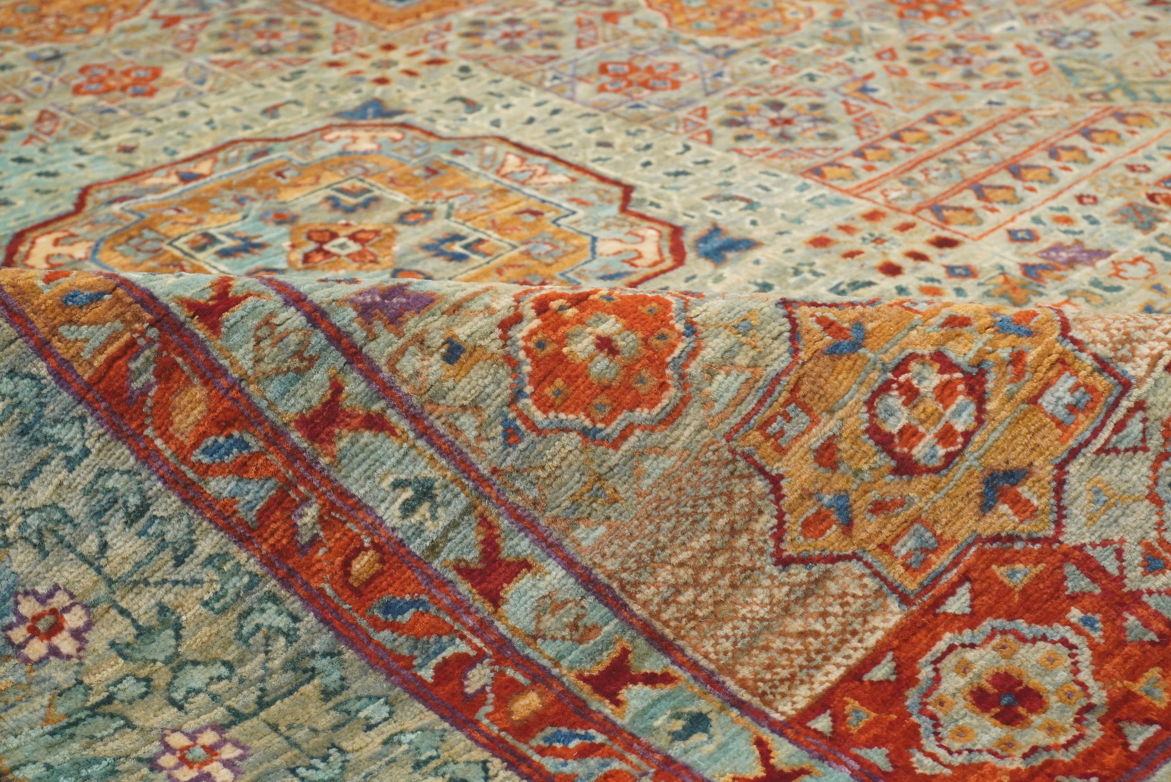 8x10 Blue Mamluk Turkish Hand Knotted Wool Medallion Rug - Yildiz Rugs