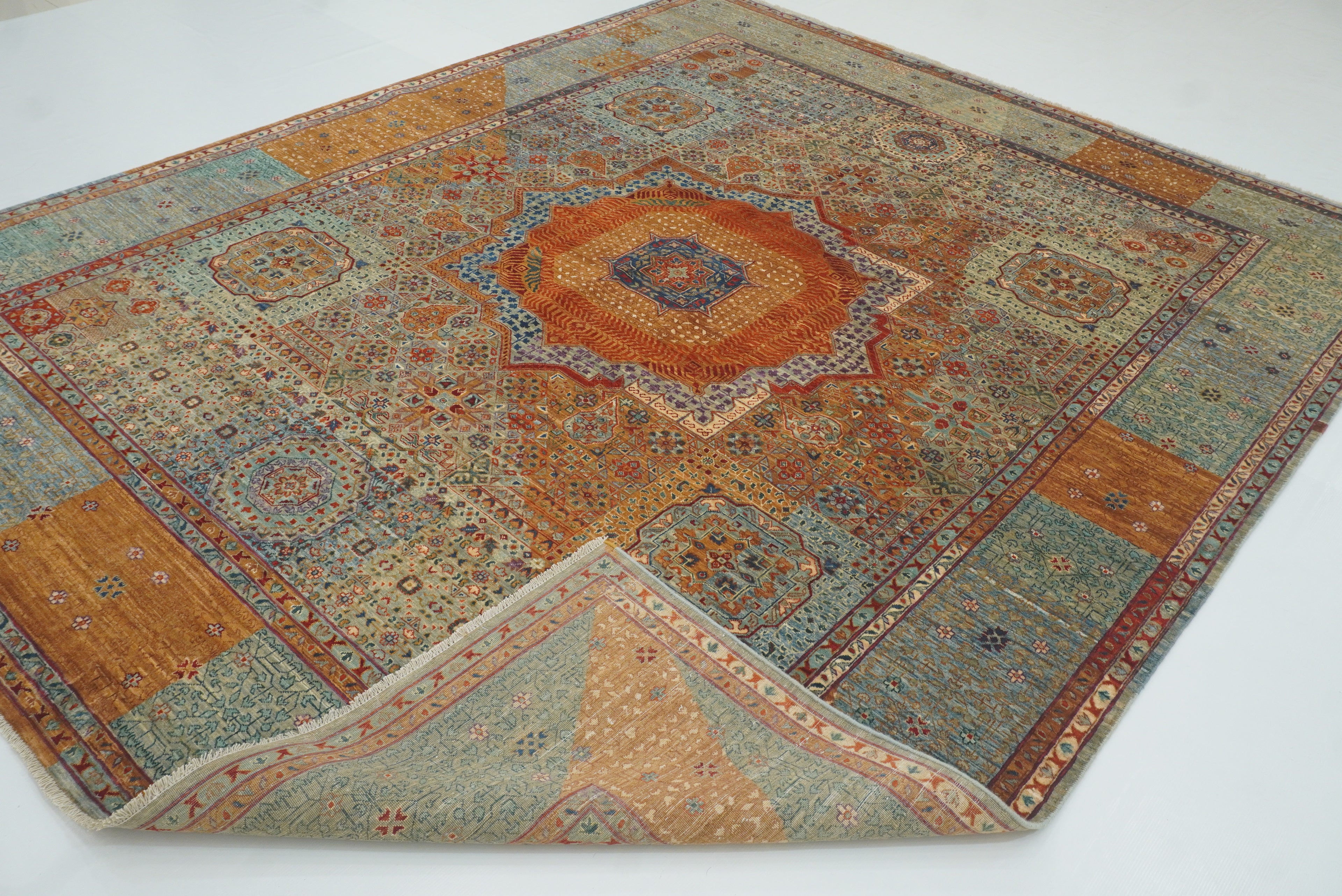 8x10 Blue Mamluk Turkish Hand Knotted Wool Medallion Rug - Yildiz Rugs