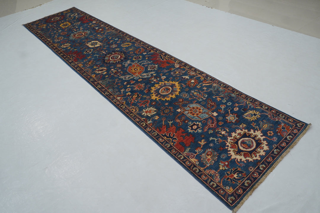 12 ft Blue Bidjar Afghan Hand knotted Runner Rug