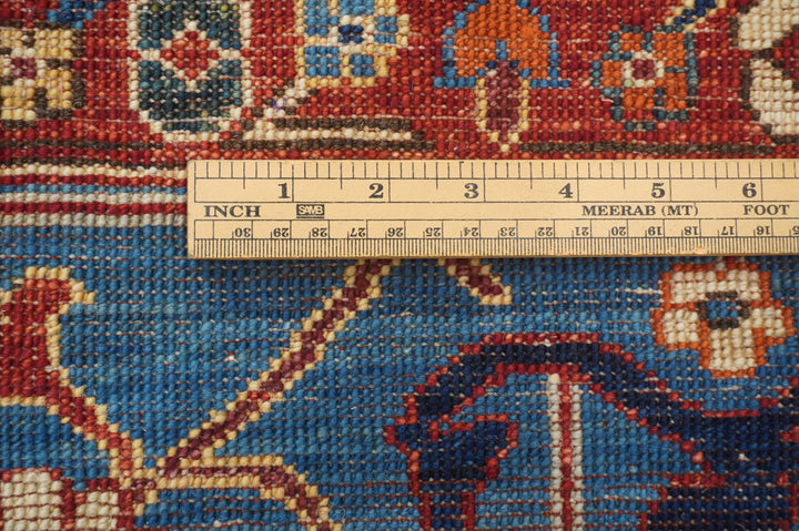 10x14 Red Navy Blue Beige Serapi Afghan Hand knotted Medallion Oriental Rug