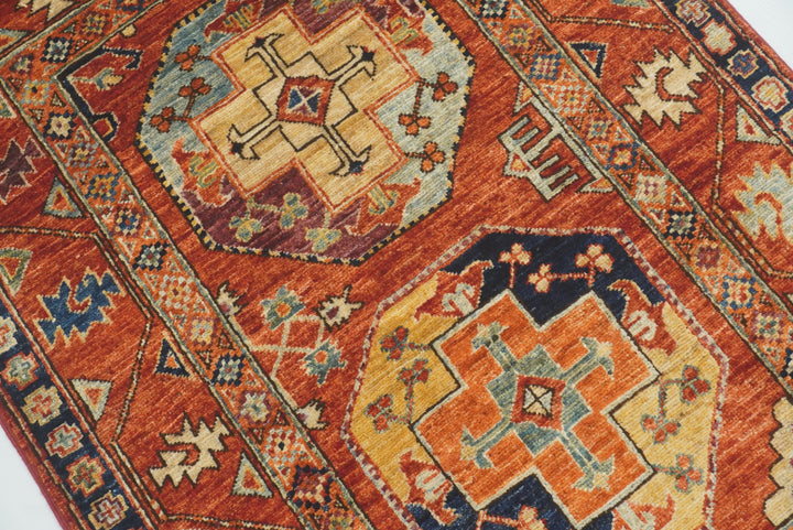 3x4 Red Ersari Hand Knotted Afghan Wool Oriental Rug - Yildiz Rugs