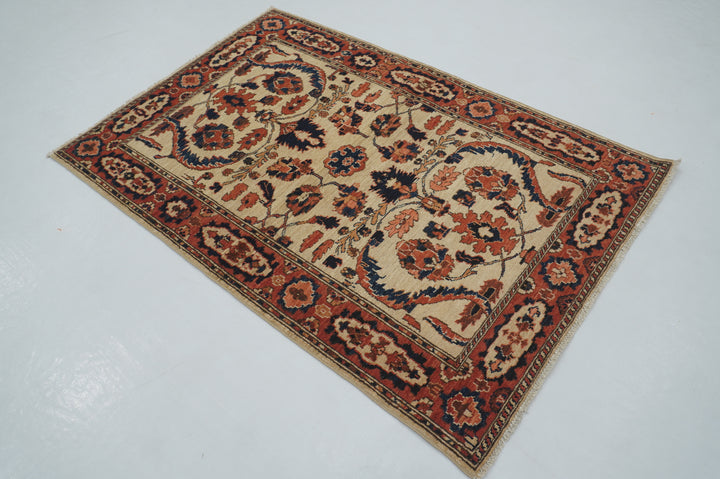 3x5 Beige Vintage Bidjar Afghan Hand knotted Wool Oriental Rug - Yildiz Rugs