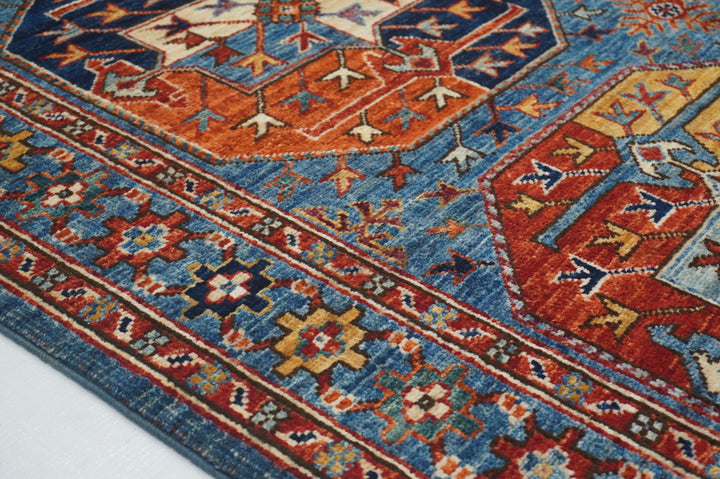 4x6 Blue Afghan Ersari Turkmen hand knotted Oriental Rug