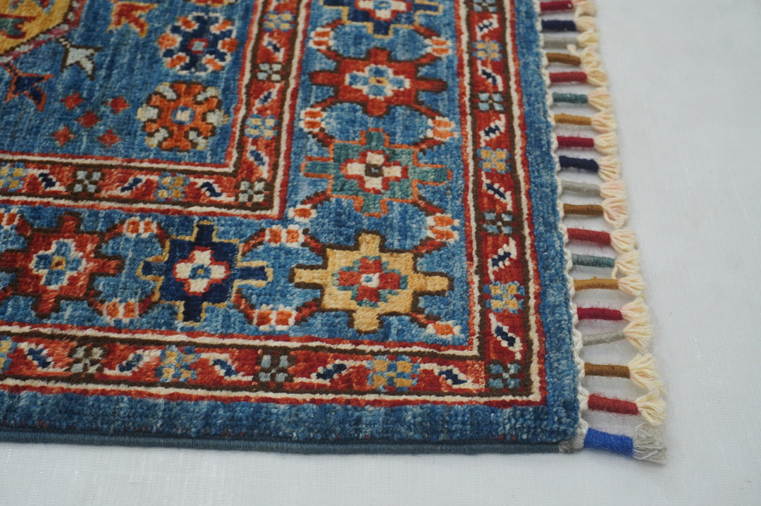 4x6 Blue Afghan Ersari Turkmen hand knotted Oriental Rug