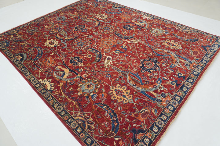 8x10 Red Bird Afghan Qashqai Hand knotted Oriental Rug - Yildiz Rugs