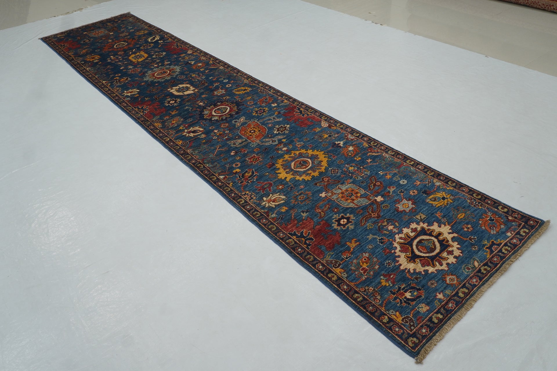 3 x 13 Blue Bidjar Afghan hand knotted Oriental Runner Rug