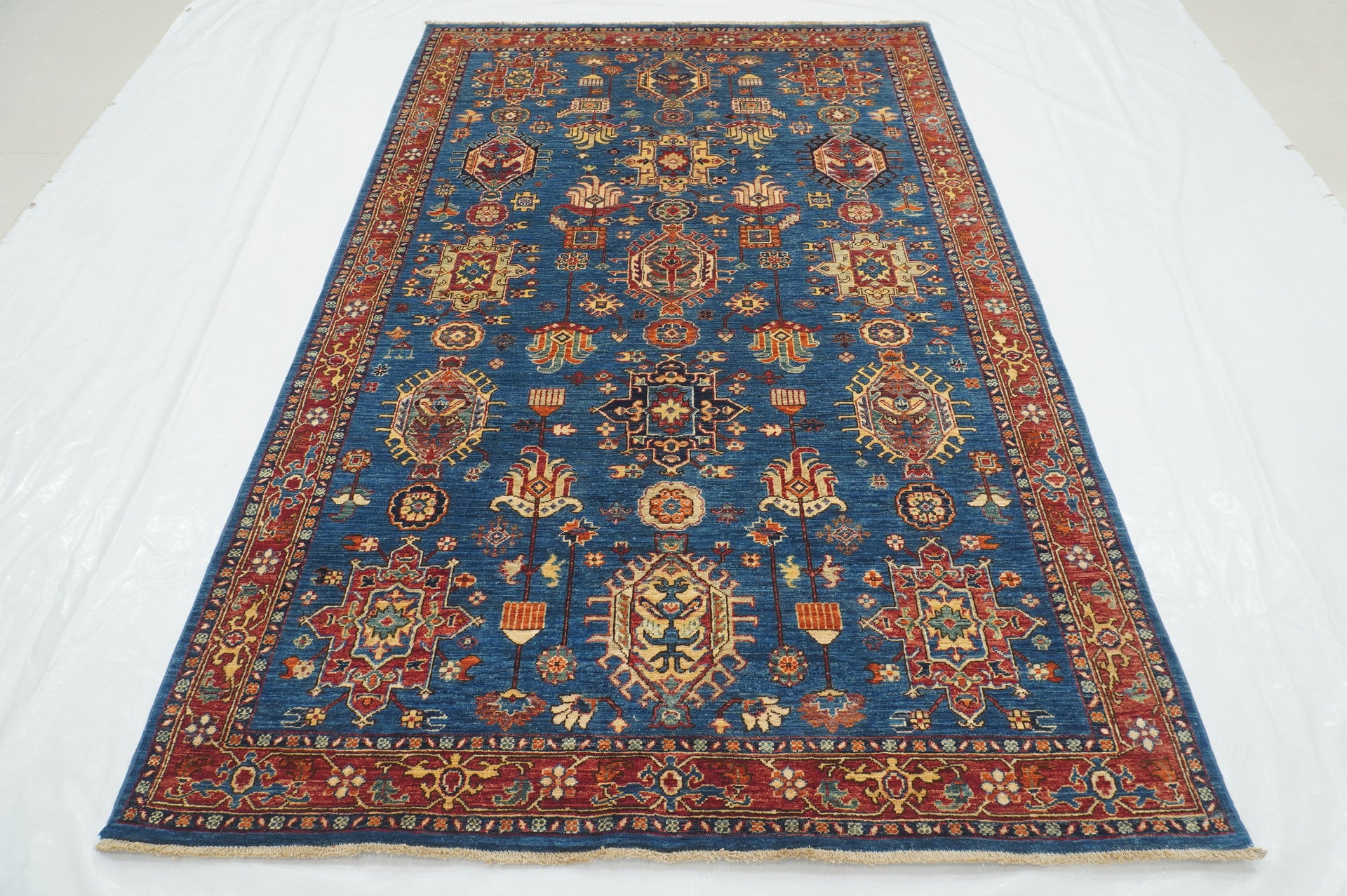 5x8 Blue Karaja Heriz Afghan Hand knotted Rug - Yildiz Rugs