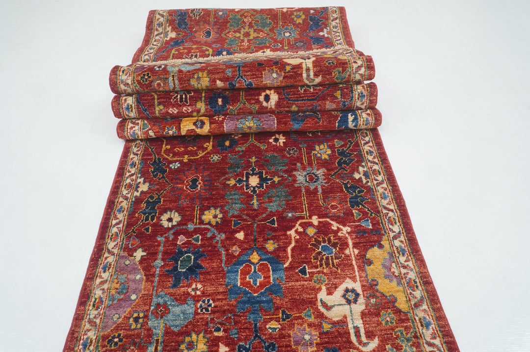 22 Ft Red Bidjar Afghan Hand Knotted Oriental  Extra Long Runner Rug - Yildiz Rugs