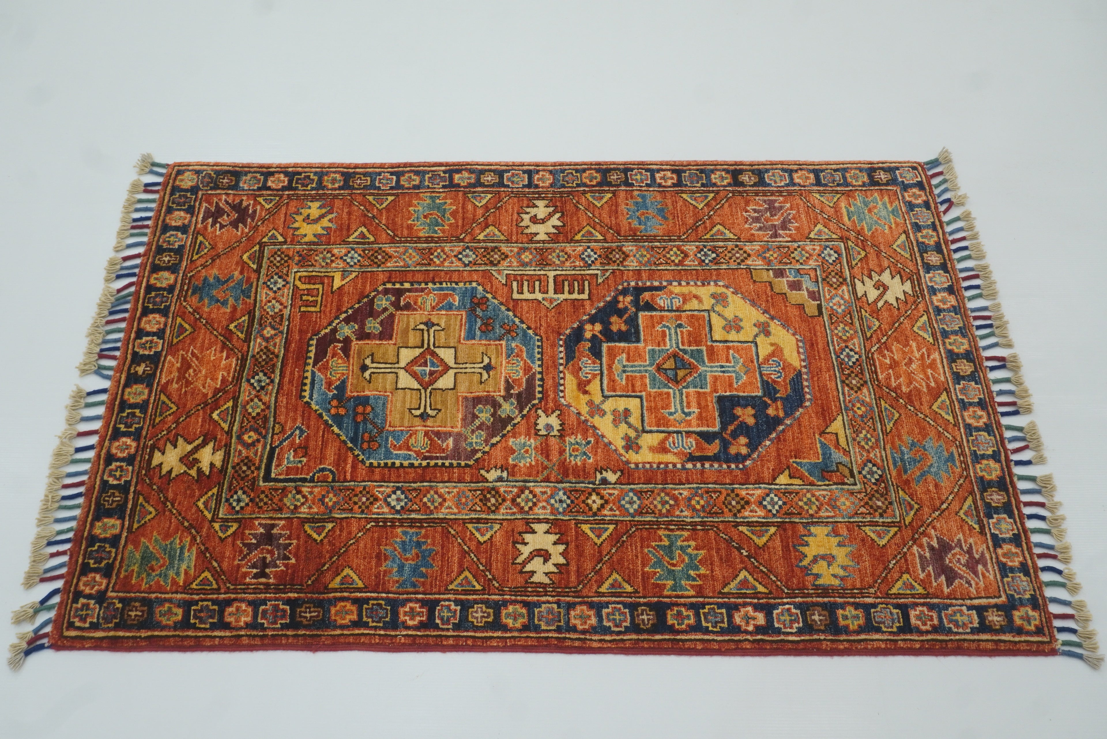 3x4 Red Ersari Hand Knotted Afghan Wool Oriental Rug - Yildiz Rugs