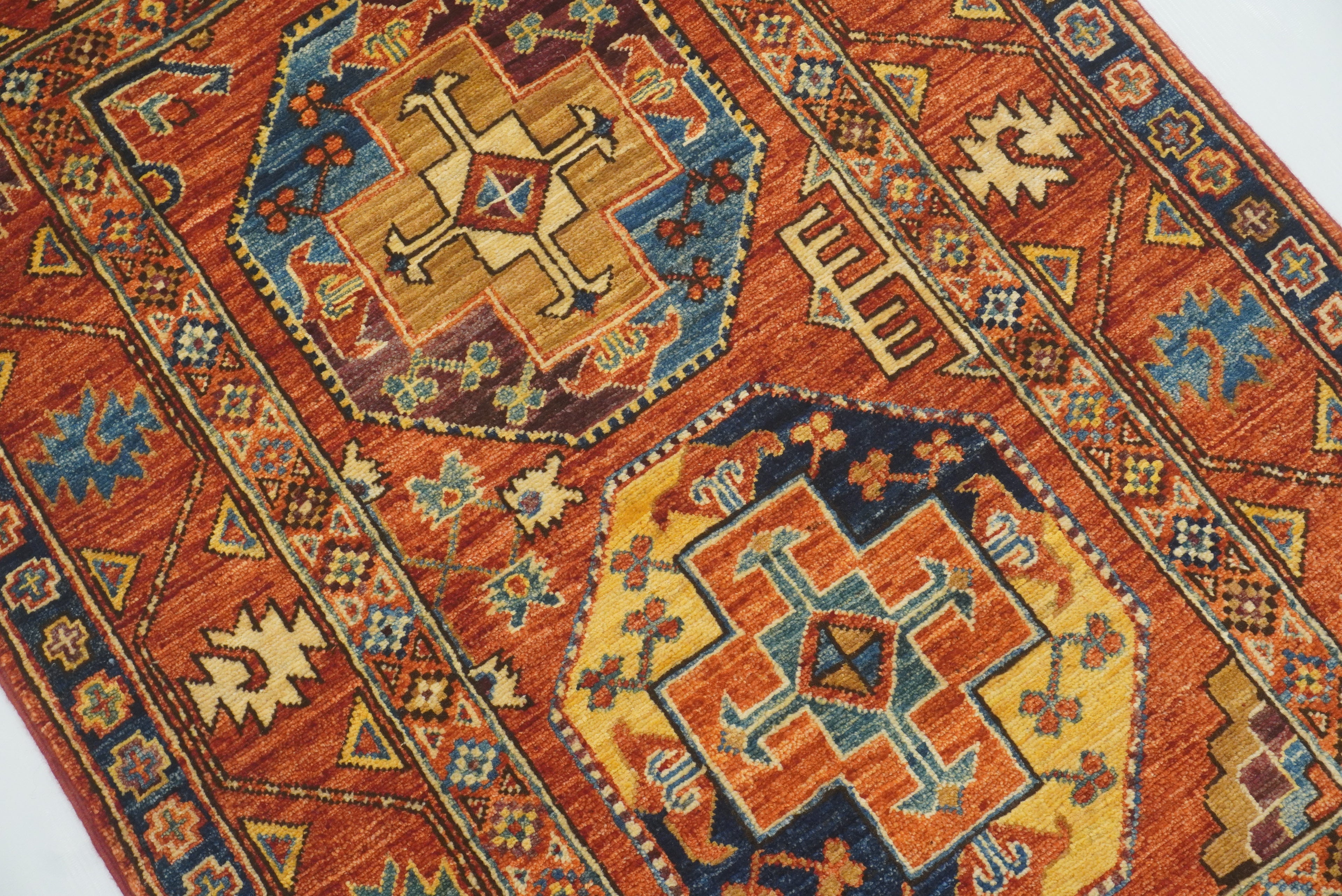3x4 Red Ersari Hand Knotted Afghan Wool Oriental Rug - Yildiz Rugs