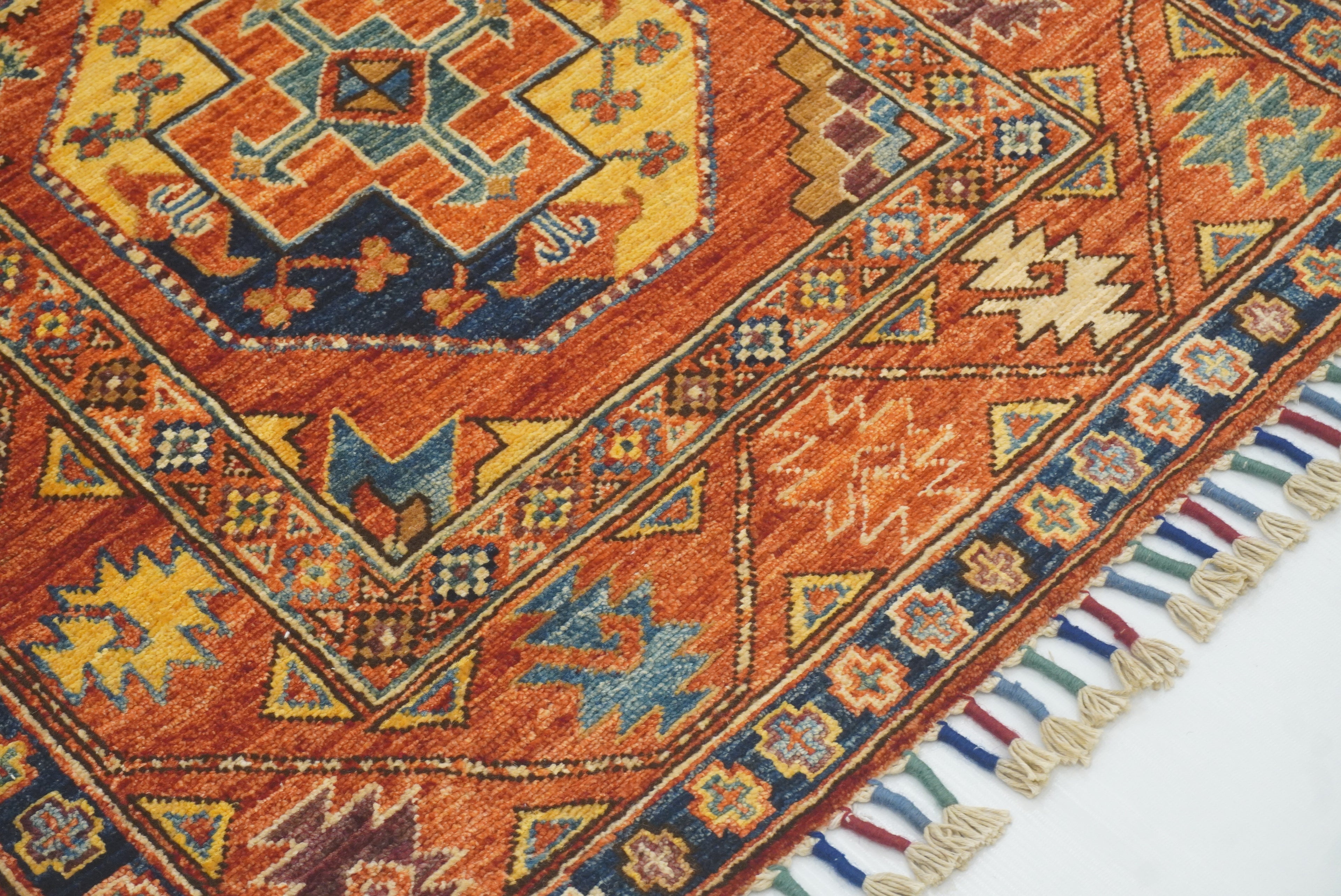 3x4 Red Ersari Hand Knotted Afghan Wool Oriental Rug - Yildiz Rugs