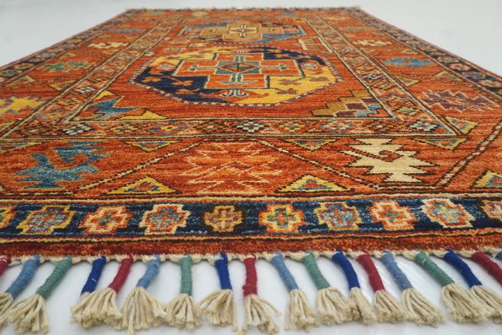 3x4 Red Ersari Hand Knotted Afghan Wool Oriental Rug - Yildiz Rugs