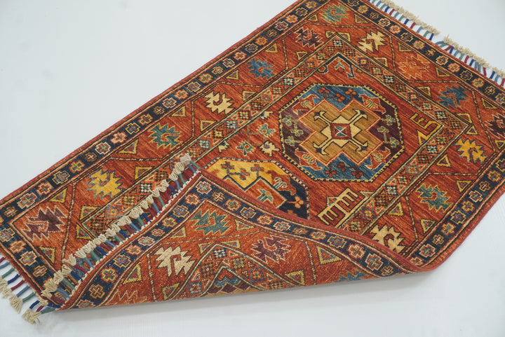 3x4 Red Ersari Hand Knotted Afghan Wool Oriental Rug - Yildiz Rugs