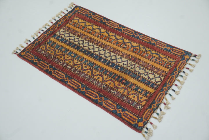 2x3 Red Turkish Hand-Knotted Wool Rug - Yildiz Rugs