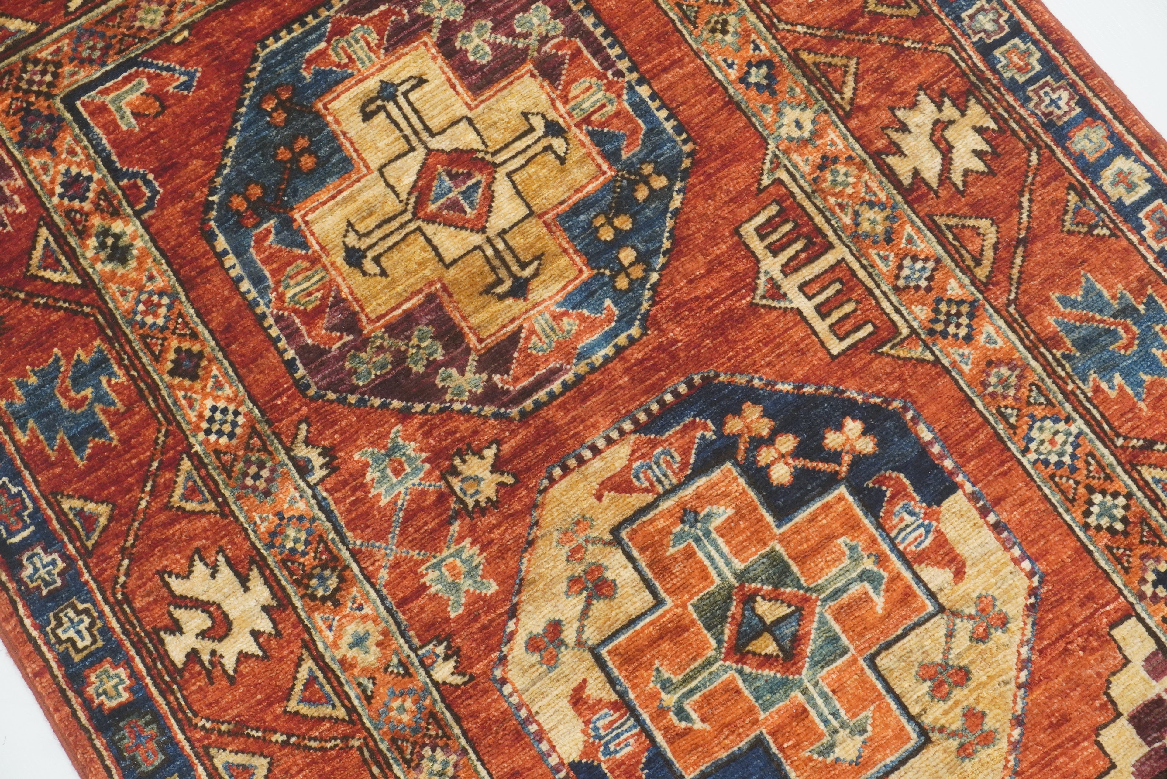 3x4 Red Ersari Hand Knotted Afghan Wool Oriental Rug - Yildiz Rugs