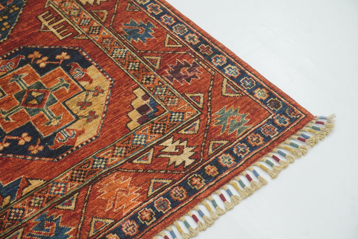3x4 Red Ersari Hand Knotted Afghan Wool Oriental Rug - Yildiz Rugs