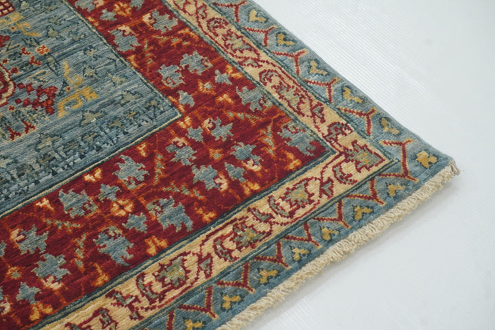 2'9"x9'7" Mamluk Blue Hand-Knotted Wool Runner Rug - Yildiz Rugs