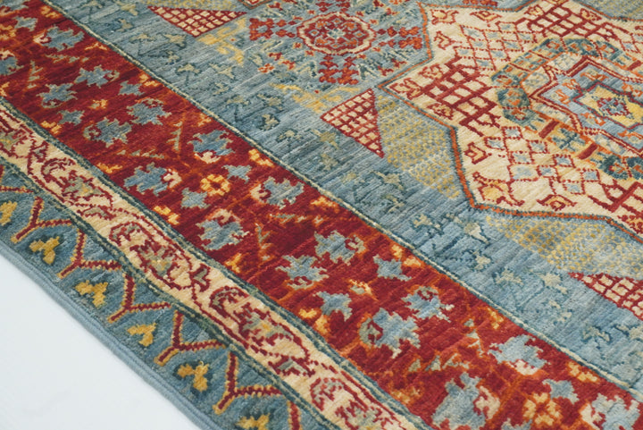 2'9"x9'7" Mamluk Blue Hand-Knotted Wool Runner Rug - Yildiz Rugs