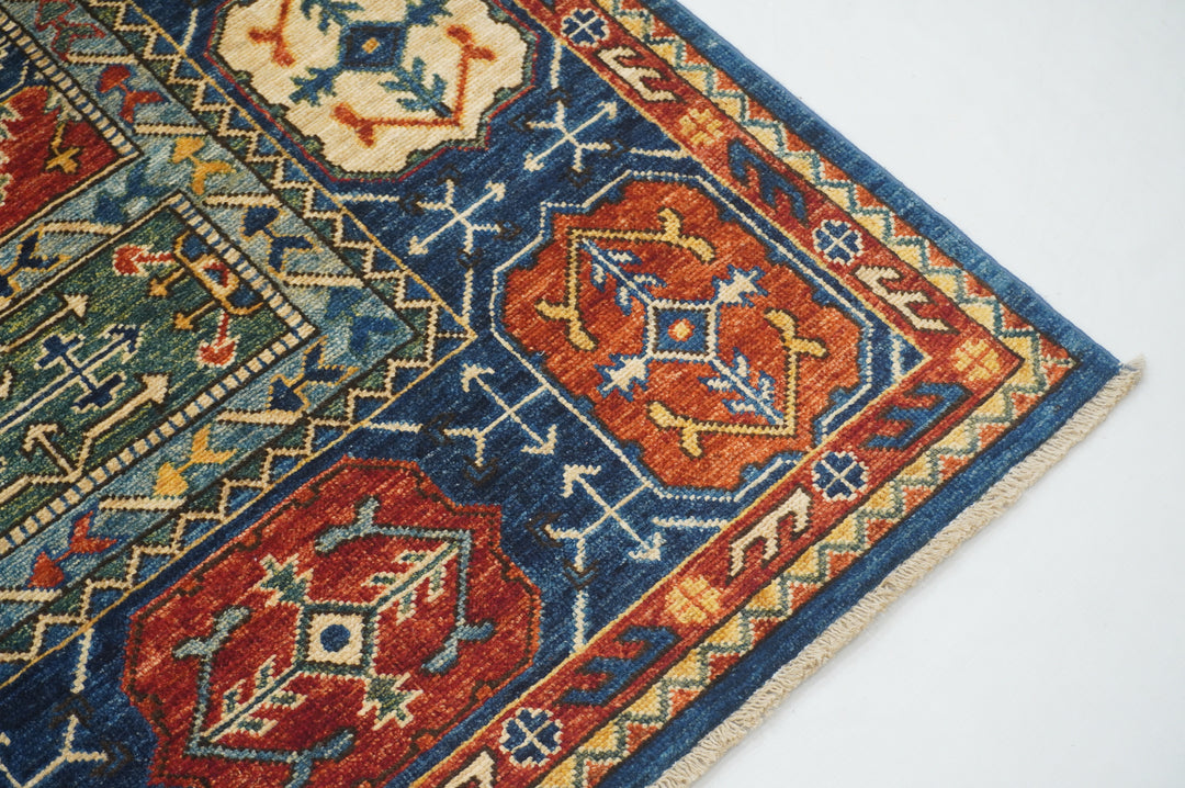 8x10 Navy Blue Heriz Afghan Hand knotted Oriental Traditional Medallion Rug - Yildiz Rugs