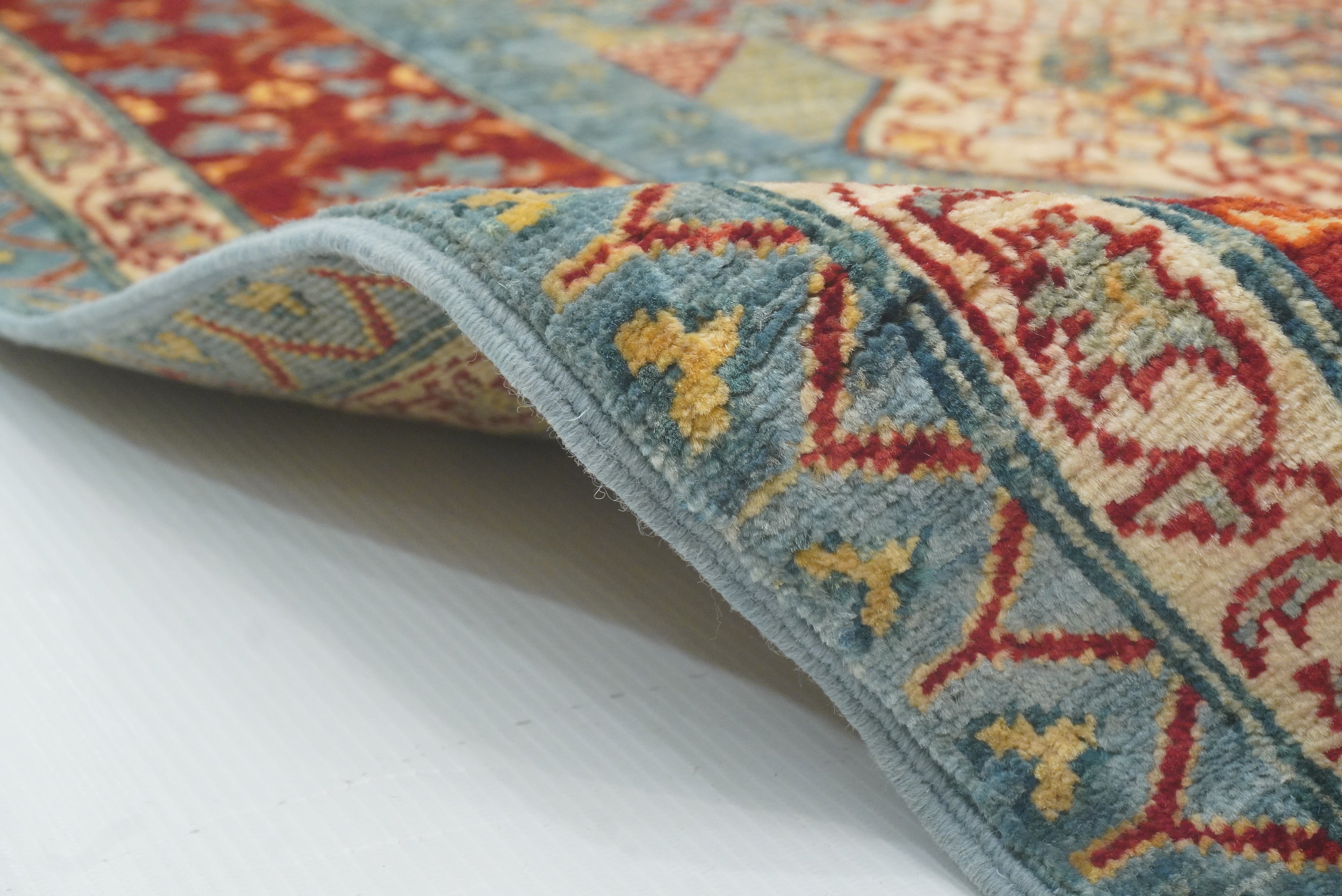 2'9"x9'7" Mamluk Blue Hand-Knotted Wool Runner Rug - Yildiz Rugs