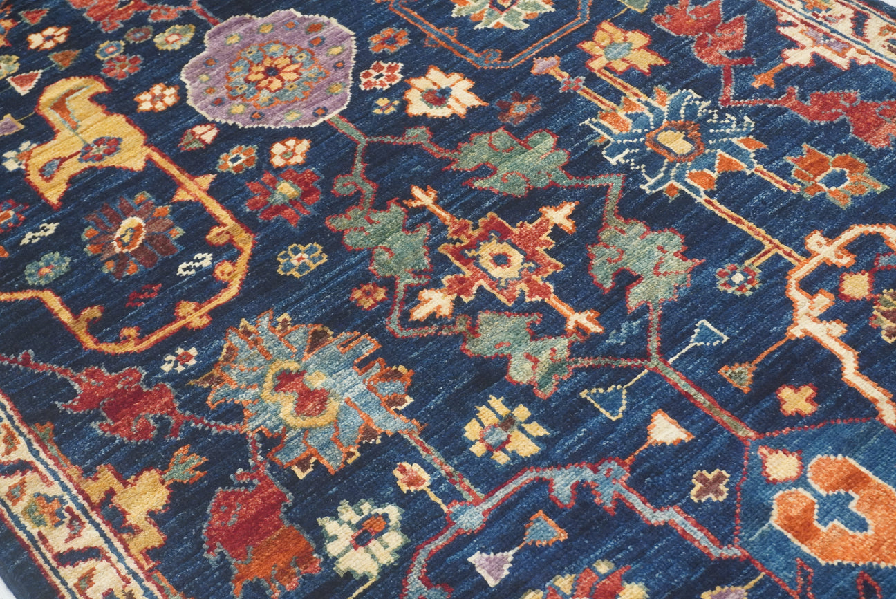 10 ft Navy Blue Bidjar Afghan Hand knotted Runner Rug - Yildiz Rugs