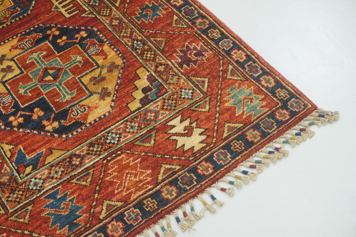 3x4 Red Ersari Hand Knotted Afghan Wool Oriental Rug - Yildiz Rugs