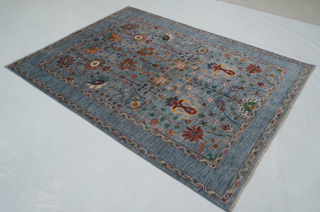 SOLD 5x7 Blueish Gray Waziri Afghan Hand Knotted Oriental Rug