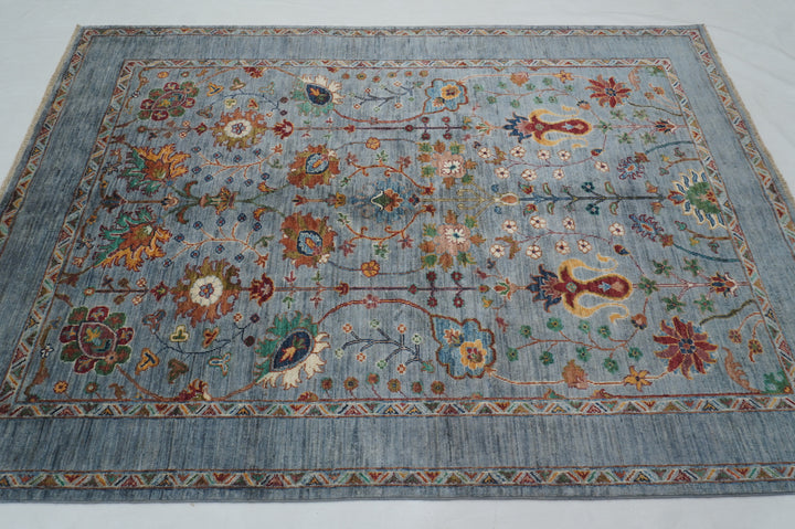 SOLD 5x7 Blueish Gray Waziri Afghan Hand Knotted Oriental Rug