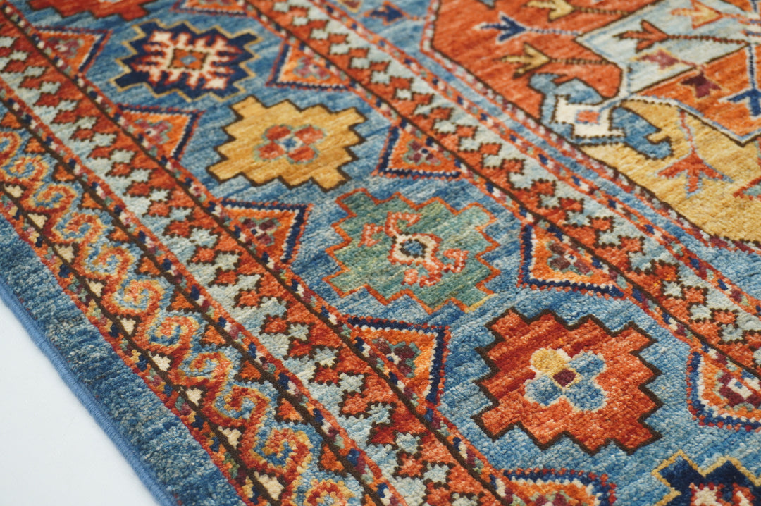 7x10 Blue Ersari Turkmen Afghan hand knotted Wool Oriental Rug