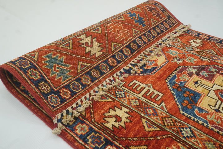 3x4 Red Ersari Hand Knotted Afghan Wool Oriental Rug - Yildiz Rugs