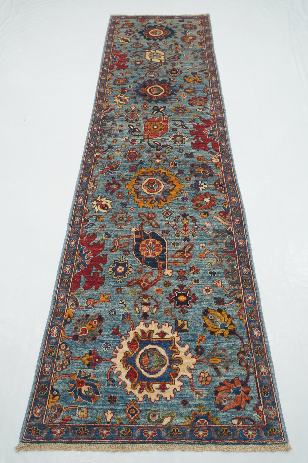 10 ft Blue Bidjar Afghan Hand knotted Oriental Runner Rug - Yildiz Rugs