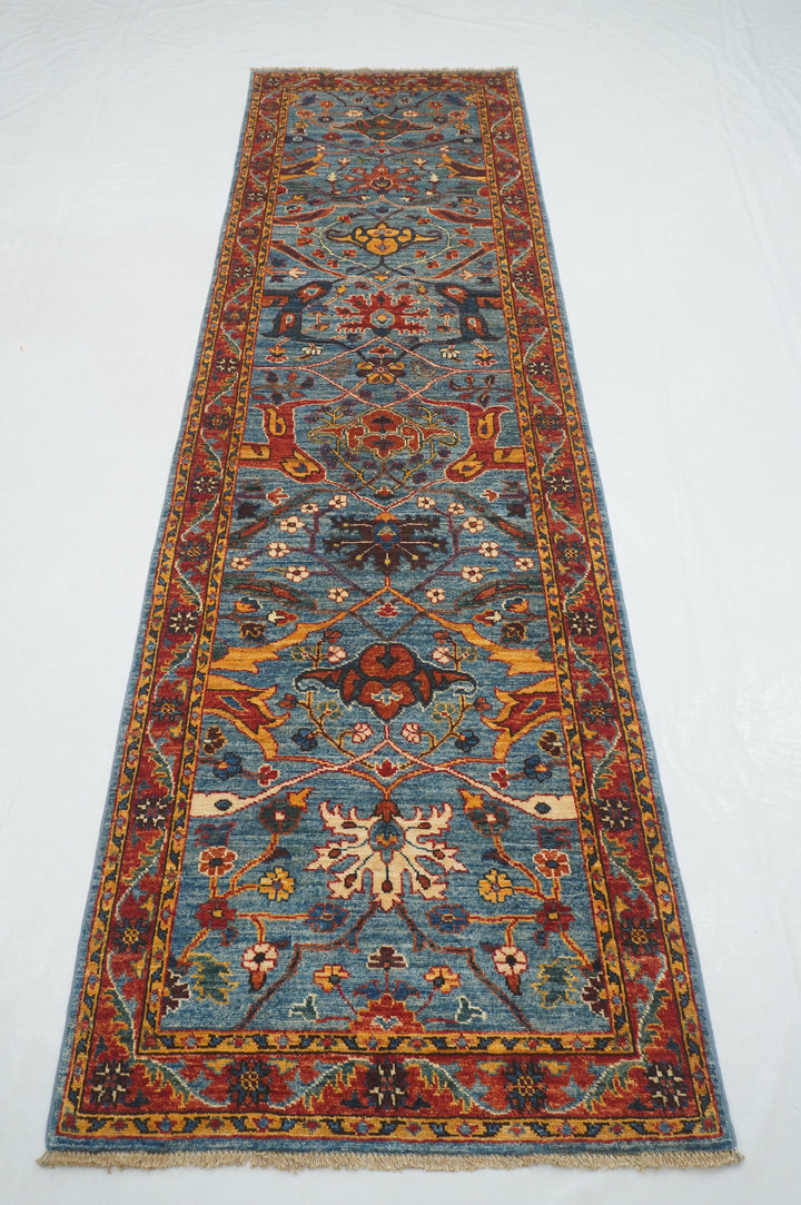 10 ft Blue Bidjar Afghan Hand knotted Oriental Runner Rug - Yildiz Rugs