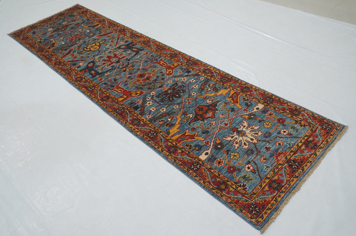 10 ft Blue Bidjar Afghan Hand knotted Oriental Runner Rug - Yildiz Rugs