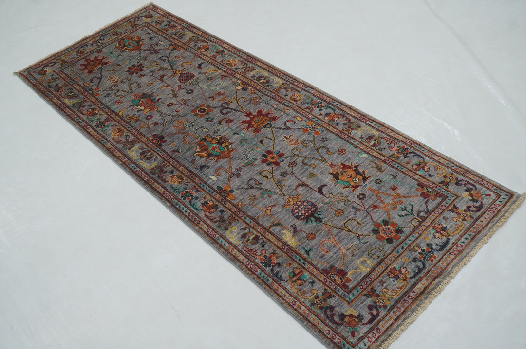 2'6"x6'6" Gray Waziri Afghan Hand knotted Oriental Runner Rug